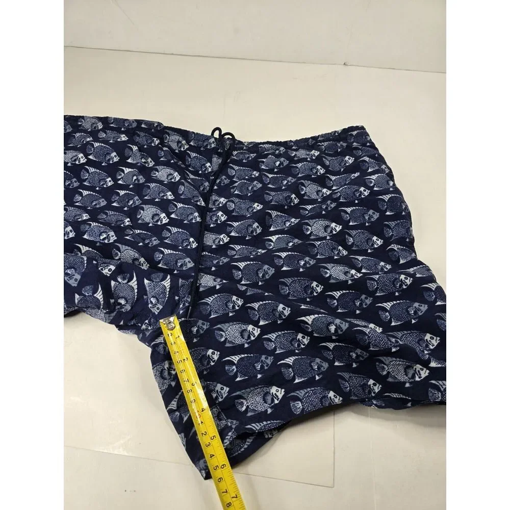 Nautica Men's Navy Blue White Fish Print Board Shorts Swim Trunks Sz‎ L Fishing